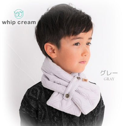 日本製マフラーキッズベビー抗菌防臭キルティングコンパクトマフラーホイップクリーム男の子女の子男女兼用子供キッズマフラーネックウォーマーキルティングフリース差し込み子供用おしゃれ秋冬防寒グッズ