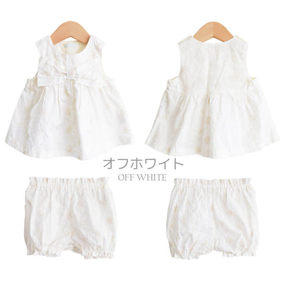 2点上下セット80cm90cm【日本製】ホイップクリーム刺繍レースおでかけスーツノースリーブベビー服女の子セットアップトップスブルマトップスボトムスセットかぼちゃパンツ春夏秋服おしゃれかわいいギフト出産祝い