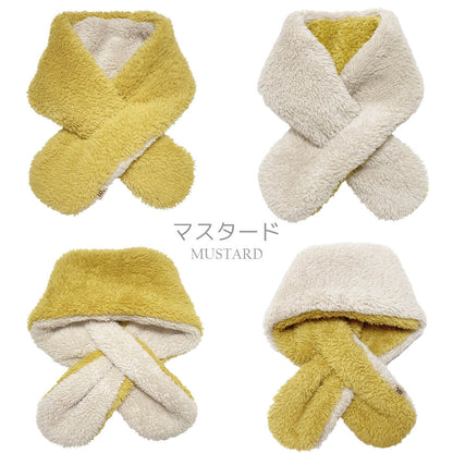 日本製マフラーキッズレディースメンズホイップクリームベアボアリバーシブルマフラー男女兼用親子マフラー大人男性用女性用男女ママパパネックウォーマー秋冬カジュアル毛ボアおしゃれかわいいシンプルギフト