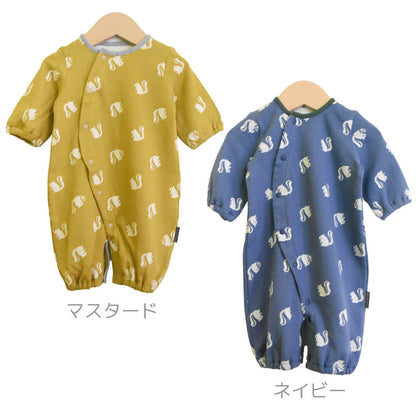 日本製ロンパースカバーオールツーウェイオール5060cm接結天竺リス柄2wayオールホイップクリーム長袖ベビー服新生児ベビー男の子女の子男女兼用春秋冬服おしゃれかわいい北欧ギフト出産祝い出産準備ブランド