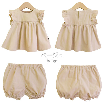 日本製ベビースーツ80cm90cmホイップクリームシャツコールベビースーツコーデュロイベビー服子供服女の子服セットアップトップスボトムスブルマ秋冬服フリルおしゃれかわいいギフト入園準備