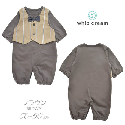 【最大500円OFFクーポン5/1601:59迄】日本製セレモニードレス男の子506070オケージョンベスト付ツーウェイオールホイップクリーム長袖お宮参り新生児カバーオールおでかけお呼ばれベビー退院退院着出産祝い出産準備結婚式白おしゃれ春夏秋冬