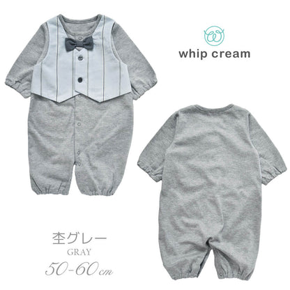 【最大500円OFFクーポン5/1601:59迄】日本製セレモニードレス男の子506070オケージョンベスト付ツーウェイオールホイップクリーム長袖お宮参り新生児カバーオールおでかけお呼ばれベビー退院退院着出産祝い出産準備結婚式白おしゃれ春夏秋冬
