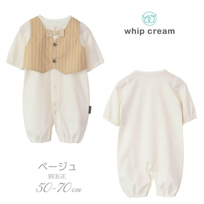 日本製セレモニードレス男の子506070オケージョンベスト付ツーウェイオールホイップクリーム長袖お宮参り新生児カバーオールリボンおでかけベビー退院退院着出産祝い出産準備白おしゃれ春夏秋冬ギフト