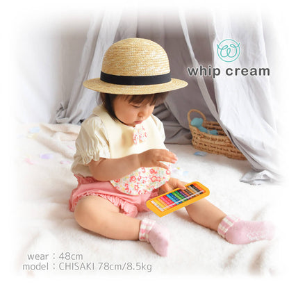 【日本製】ホイップクリーム麦わら帽子ベビーキッズ48cm50cm52cm54cmベージュ女の子男の子日よけ厚さ対策ギフトプレゼント春夏秋かわいいおしゃれ帽子雑貨ストローハット涼しい