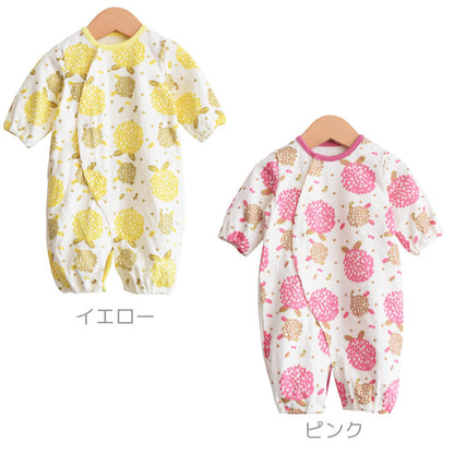 2wayオール50cm-60cm【日本製】ホイップクリームアジサイ柄ツーウェイオール長袖新生児ベビー服女の子新生児服ロンパス兼用ドレスカバーオールコンビドレス春秋冬服ラメおしゃれかわいいギフト出産祝い出産準備
