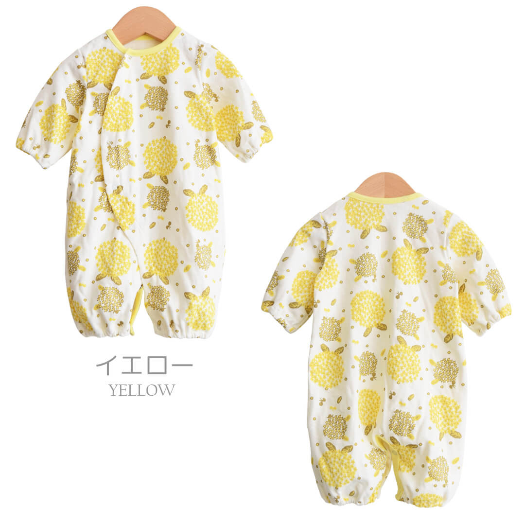 2wayオール50cm-60cm【日本製】ホイップクリームアジサイ柄ツーウェイオール長袖新生児ベビー服女の子新生児服ロンパス兼用ドレスカバーオールコンビドレス春秋冬服ラメおしゃれかわいいギフト出産祝い出産準備