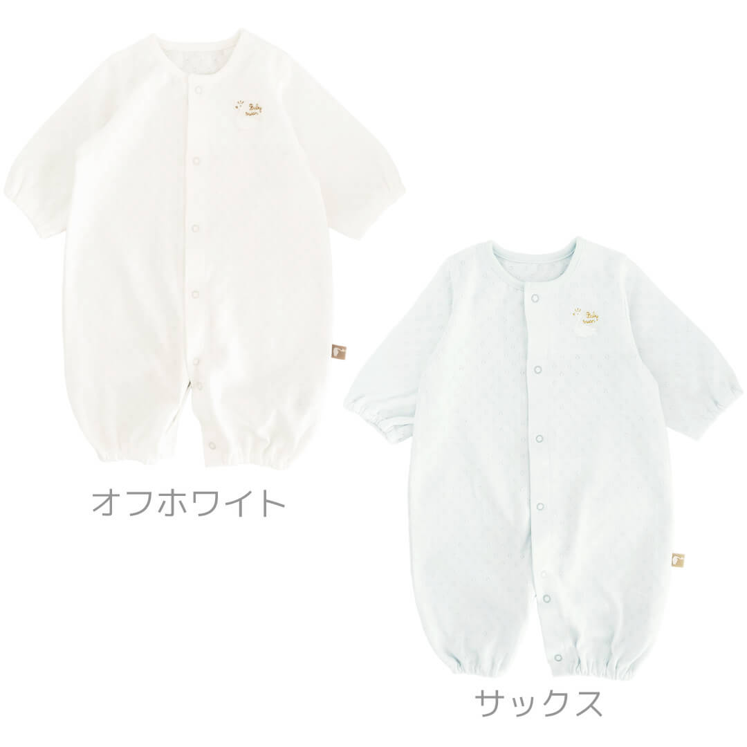 日本製ツーウェイオールカバーオールロンパース長袖50cm60cmサークルドット2wayオールベビースワン男の子女の子男女兼用ベビー服新生児ベビー服コンビドレス春夏秋服シンプルおしゃれかわいいギフト出産準備