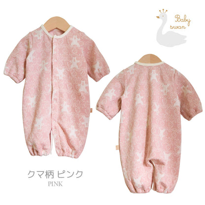 日本製2wayオールおしゃれ50cm-60cmホイップクリーム接結天竺ツーウェイオール長袖新生児ベビー服男の子女の子ドレスオール兼用ドレス春秋冬服北欧ハリネズミクマゾウ気球アニマルかわいいギフト出産祝い出産準備