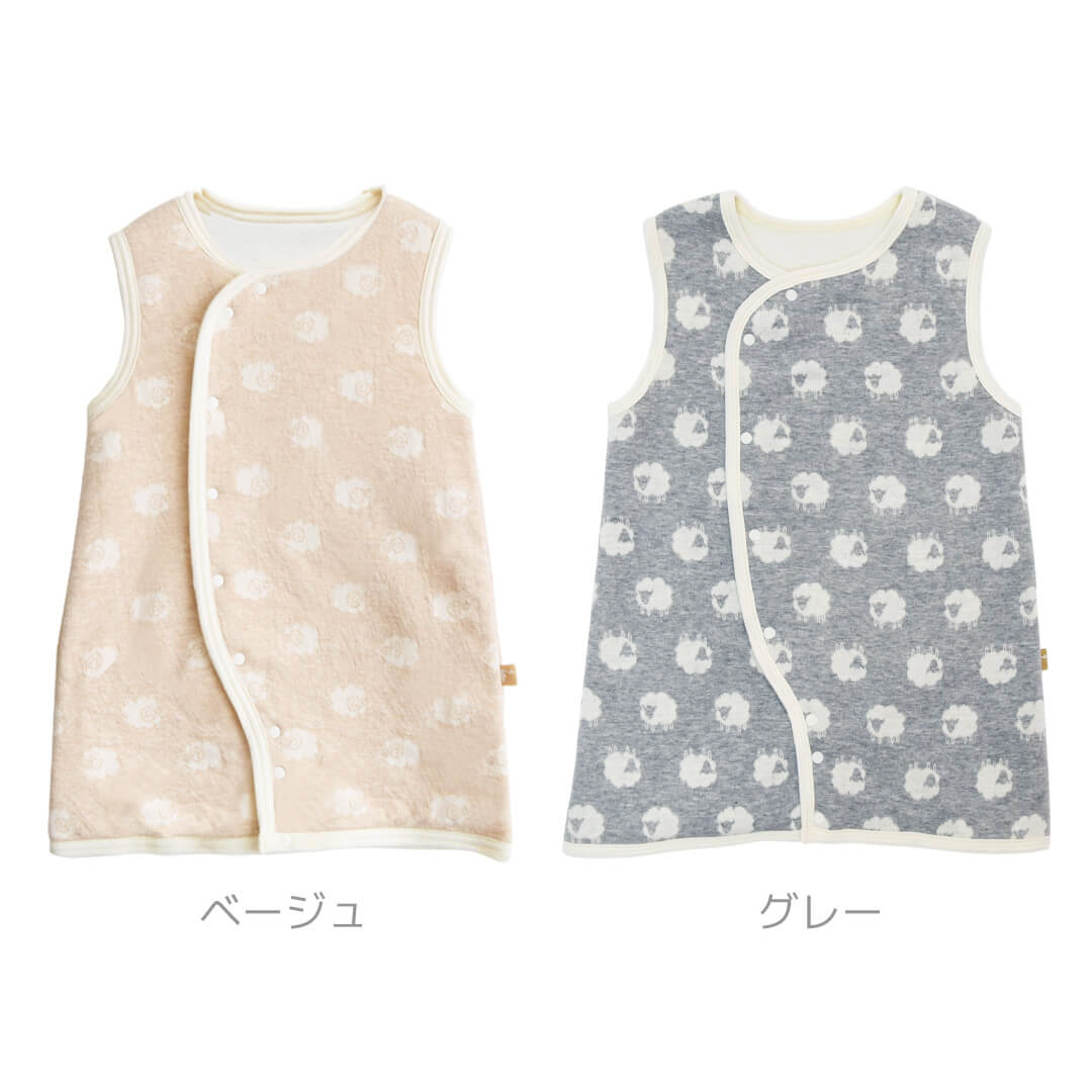 日本製スリーパーベビー新生児赤ちゃん～2才半ひつじ柄ベビースリーパーベビースワン男の子女の子部屋着寝冷え対策羽織ベスト温度調節防寒春秋冬おしゃれかわいいギフト出産祝い出産準備レビュー特典対象
