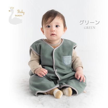 日本製スリーパーベビー赤ちゃん80cm90cn100cmエコフリースおやすみウェアベビースワン男の子女の子男女兼用足つき2way部屋着寝冷え対策羽織ベスト温度調節防寒秋冬子供かわいいギフト出産祝い出産準備