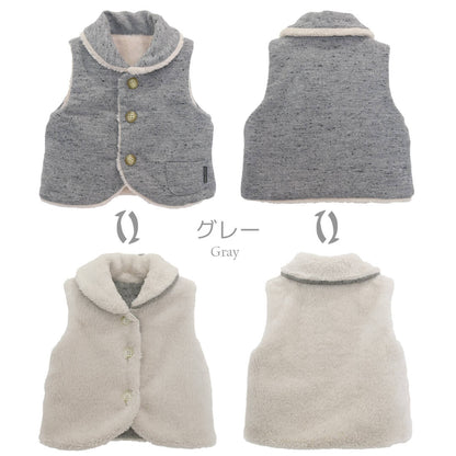 【最大10％OFFクーポン1/920:00～】日本製リバーシブルベスト80cm90cm100cmジャズネップ起毛リバーシブルベストホイップクリームボアベストベビー服子供服ボアアウターアウター上着男の子女の子秋冬服北欧おしゃれかわいいレビュー特典対象