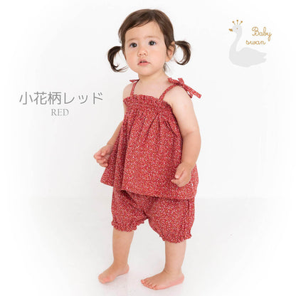 ベビーキャミワンピスーツ水遊び着水着セットアップトップスブルマ80cm90cm【日本製】ベビースワンキャミソールベビー服女の子2点セット2点上下セットセットかぼちゃパンツ春夏秋服北欧おしゃれかわいい