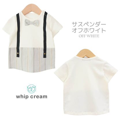 日本製ベビー男の子半袖75808590100おめかしトップスホイップクリームTシャツベビー服コットンキッズ子供服春夏秋デニムベストストライプ蝶ネクタイおしゃれシンプルかっこいい出産祝いお祝い