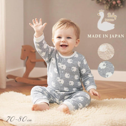 Made in Japan Coverall Winter 70cm 80cm Baby Swan Sheep Print Coverall Long Sleeve Baby Clothes Boys Girls Romper Preamble Bodyall Combinizon Spring Autumn Winter 6 Months 1 Year Nordic Stylish Cute Baby Shower Gift