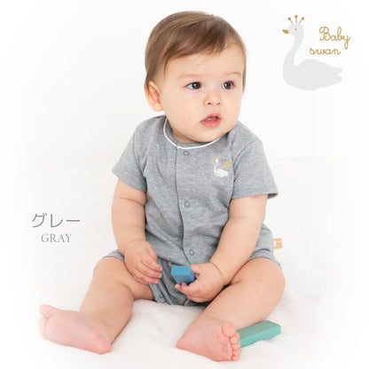 カバーオール60cm70cm80cm【日本製】ベビースワン天竺Ｔオール半袖新生児服ベビー服男の子女の子Ｔオールロンパースプレオールつなぎ春夏秋北欧おしゃれかわいい出産祝い出産準備