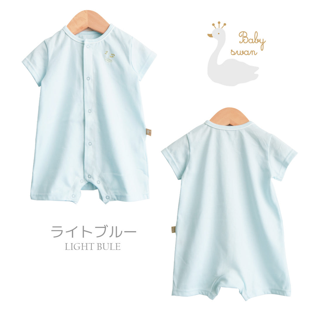 カバーオール60cm70cm80cm【日本製】ベビースワン風船柄プリントTオール半袖新生児服ベビー服男の子女の子Ｔオールロンパースプレオールつなぎ春夏秋北欧おしゃれかわいい出産祝い出産準備