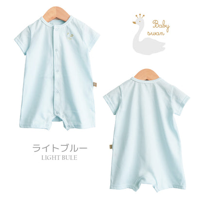 カバーオール60cm70cm80cm【日本製】ベビースワン風船柄プリントTオール半袖新生児服ベビー服男の子女の子Ｔオールロンパースプレオールつなぎ春夏秋北欧おしゃれかわいい出産祝い出産準備