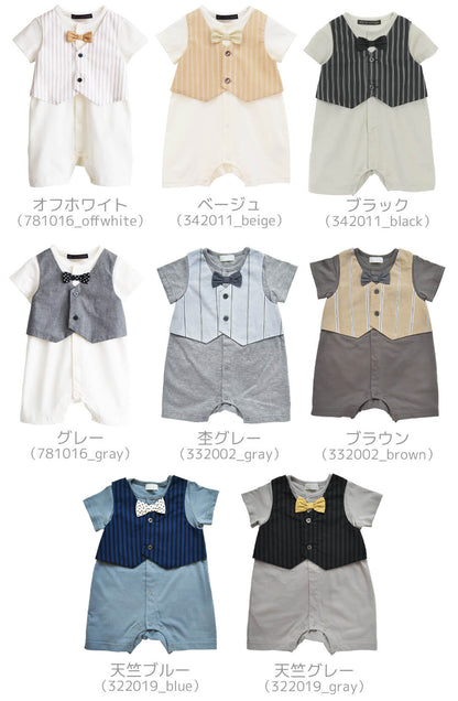 セレモニードレス男の子60cm70cm80cm日本製ホイップクリームフォーマルＴオールロンパース半袖新生児服ベビー服オケージョンＴオールプレオールつなぎ足なし春夏秋コットンおしゃれかわいい出産祝い出産準備レビュー特典対象