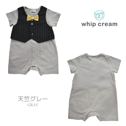 【最大500円OFFクーポン5/1601:59迄】日本製セレモニードレス男の子7080カバーオールロンパース半袖セレモニーTオールホイップクリーム退院お宮参り夏服新生児結婚式つなぎ足なし春夏秋春夏春～夏おしゃれブランド無地出産祝い