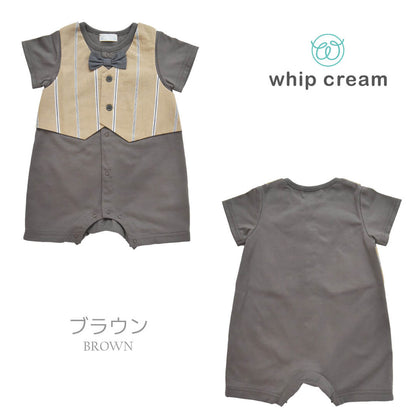 【最大500円OFFクーポン5/1601:59迄】日本製セレモニードレス男の子7080カバーオールロンパース半袖セレモニーTオールホイップクリーム退院お宮参り夏服新生児結婚式つなぎ足なし春夏秋春夏春～夏おしゃれブランド無地出産祝い