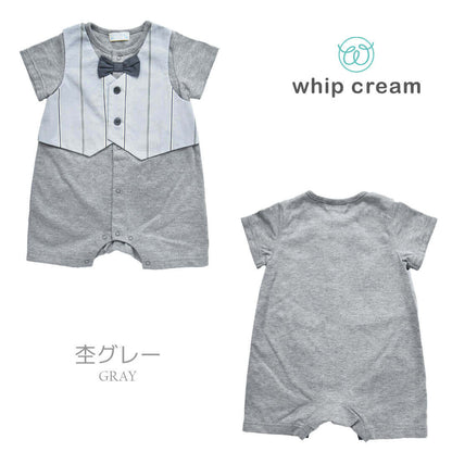 【最大500円OFFクーポン5/1601:59迄】日本製セレモニードレス男の子7080カバーオールロンパース半袖セレモニーTオールホイップクリーム退院お宮参り夏服新生児結婚式つなぎ足なし春夏秋春夏春～夏おしゃれブランド無地出産祝い