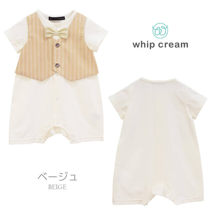 日本製セレモニードレス夏男の子70cm80cmホイップクリームセレモニーロンパース半袖夏服新生児ベビー服フォーマルオケージョン結婚式Tオールつなぎ足なし春春夏おしゃれハーフバースデー出産祝いお宮参り