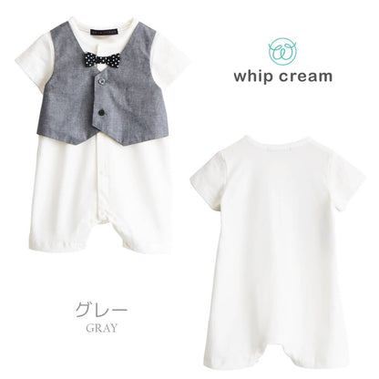 セレモニードレス男の子60cm70cm80cm日本製ホイップクリームフォーマルＴオールロンパース半袖新生児服ベビー服オケージョンＴオールプレオールつなぎ足なし春夏秋コットンおしゃれかわいい出産祝い出産準備レビュー特典対象