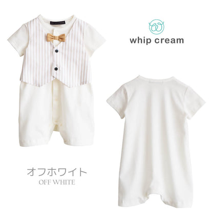 セレモニードレス男の子60cm70cm80cm日本製ホイップクリームフォーマルＴオールロンパース半袖新生児服ベビー服オケージョンＴオールプレオールつなぎ足なし春夏秋コットンおしゃれかわいい出産祝い出産準備レビュー特典対象