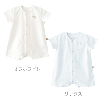 日本製カバーオールロンパース70cm80cmベビースワンサークルドットロンパース半袖新生児服ベビー服女の子男の子Ｔオールプレオールつなぎ足なし春夏コットンメッシュ無地おしゃれかわいい出産祝いベビー赤ちゃん