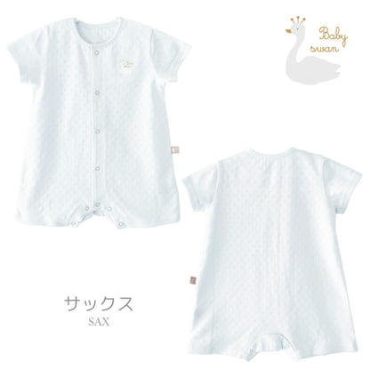 日本製カバーオールロンパース70cm80cmベビースワンサークルドットロンパース半袖新生児服ベビー服女の子男の子Ｔオールプレオールつなぎ足なし春夏コットンメッシュ無地おしゃれかわいい出産祝いベビー赤ちゃん