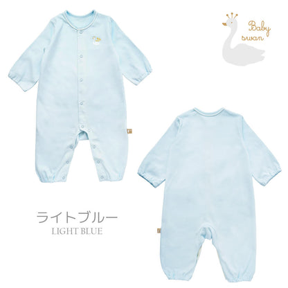 日本製ツーウェイオールロンパース7080長袖天竺無地カバーオールベビースワン新生児服ベビー服男の子女の子プレオールつなぎ足あり春夏秋春夏春～秋無地北欧おしゃれかわいい出産祝い出産準備
