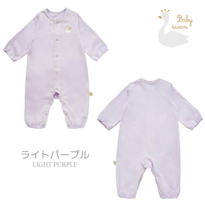 日本製ツーウェイオールロンパース7080長袖天竺無地カバーオールベビースワン新生児服ベビー服男の子女の子プレオールつなぎ足あり春夏秋春夏春～秋無地北欧おしゃれかわいい出産祝い出産準備