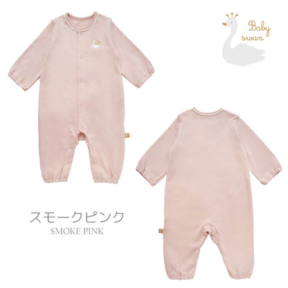 日本製ツーウェイオールロンパース7080長袖天竺無地カバーオールベビースワン新生児服ベビー服男の子女の子プレオールつなぎ足あり春夏秋春夏春～秋無地北欧おしゃれかわいい出産祝い出産準備