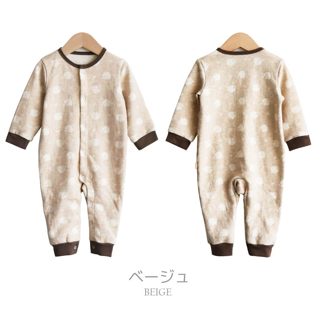 カバーオール70cm80cm【日本製】ベビースワンハリネズミ柄カバーオール長袖ベビー服男の子女の子ロンパースプレオールボディオールコンビネゾンオールインワンロンパス春秋冬服おしゃれかわいいギフト出産祝い