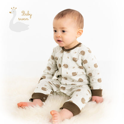 カバーオール70cm80cm【日本製】ベビースワンハリネズミ柄カバーオール長袖ベビー服男の子女の子ロンパースプレオールボディオールコンビネゾンオールインワンロンパス春秋冬服おしゃれかわいいギフト出産祝い