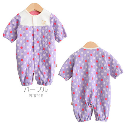 ツーウェイオール50cm-60cm【日本製】ベビースワン水玉柄ツーウェイドレス長袖ベビー服女の子男の子2wayオールコンビドレスロンパースカバーオール新生児服春秋冬服おしゃれかわいいギフト出産祝い出産準備