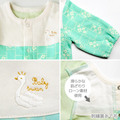 日本製ツーウェイオール女の子50cm-60cmベビースワン花柄ツーウェイドレス長袖ベビー服新生児2wayオールコンビドレス2wayドレスツーウェイドレス2ウェイオール春秋冬おしゃれかわいいギフト出産祝い