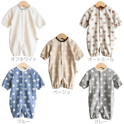 【日本製】ベビースワンハリネズミ柄ツーウェイドレス長袖ベビー服新生児