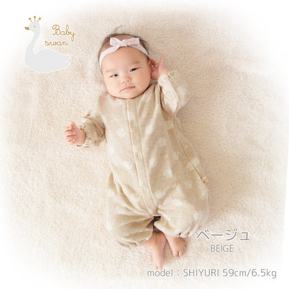 【日本製】ベビースワンハリネズミ柄ツーウェイドレス長袖ベビー服新生児