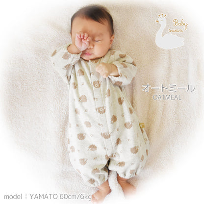 【日本製】ベビースワンハリネズミ柄ツーウェイドレス長袖ベビー服新生児